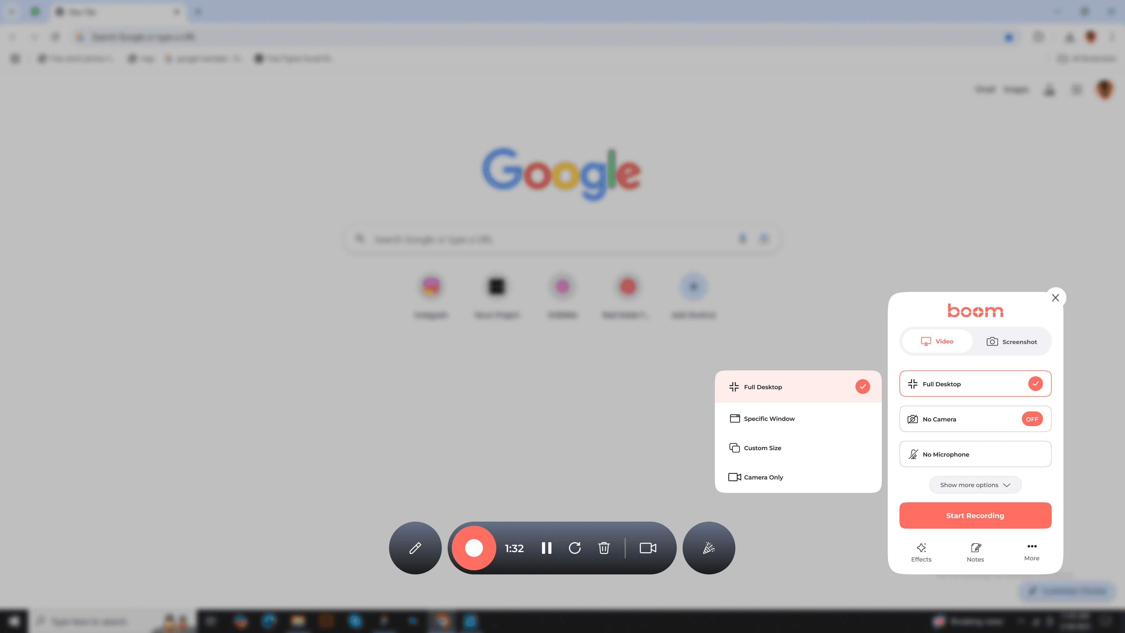 Boom interface screenshot